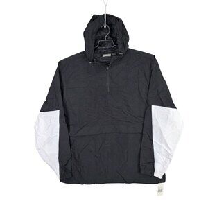 Mens Pennant Sportswear Black & White Hooded Nylon Windbreaker Jacket Size L